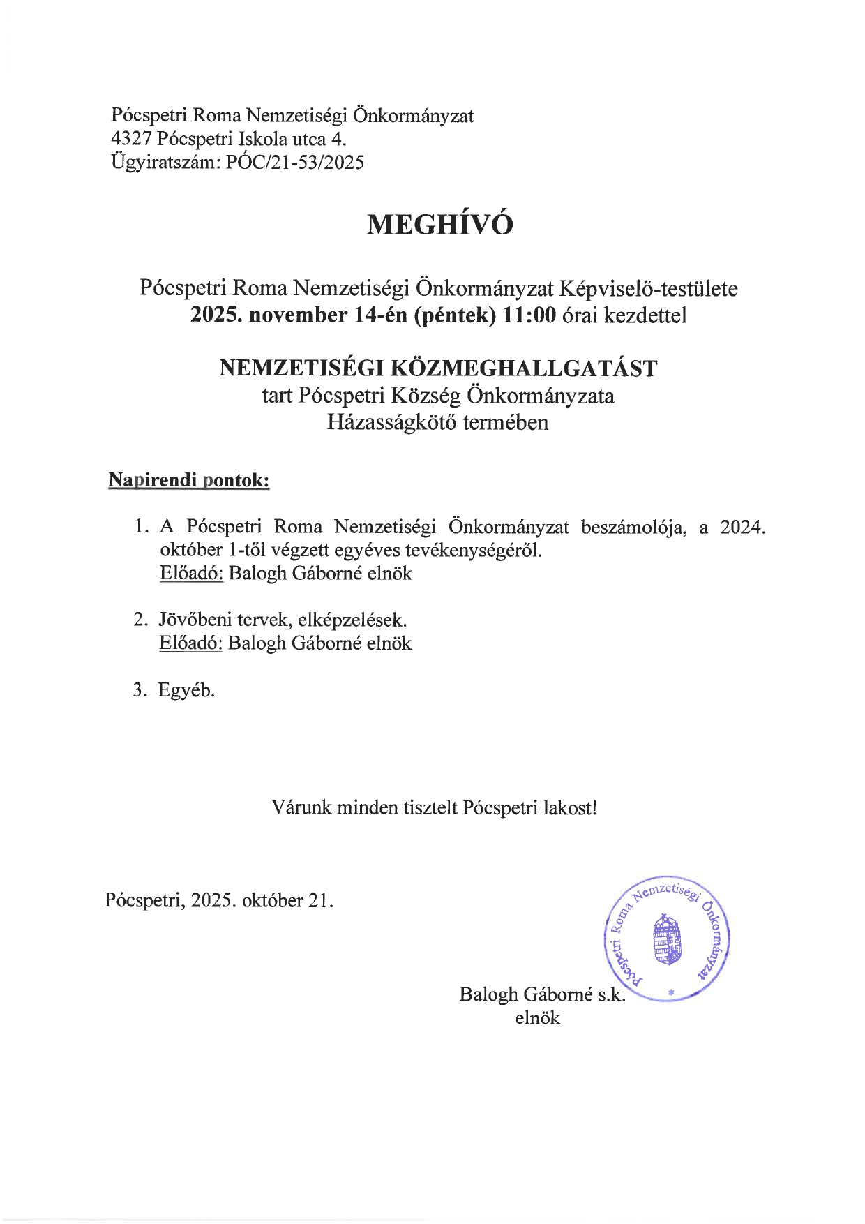 Pcspetri Roma Nemzetisgi nk Kzmeghallgats page 0001
